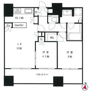 クラッシィスイート赤坂【12階】の間取り