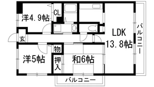 ゼフィール宝塚【1階】の間取り
