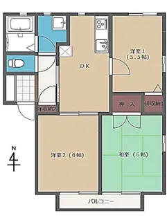 ヴィラージュ桜木【2階】の間取り