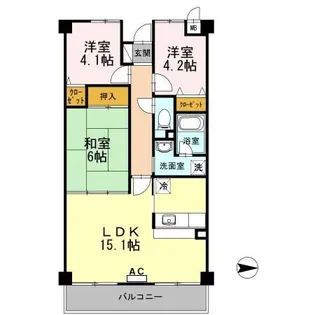 大阪府泉佐野市下瓦屋4【マンション】の間取り
