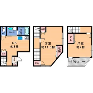 大阪府大阪市西淀川区佃3【一戸建】の間取り