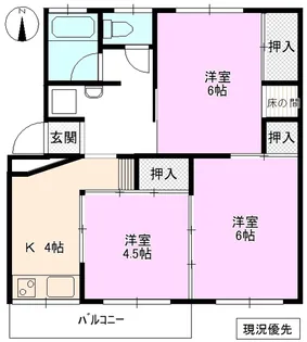 フラット三輪 B棟【1階】の間取り