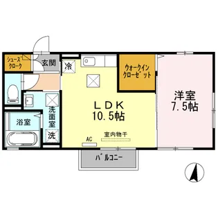 クレセント・ピア【1階】の間取り