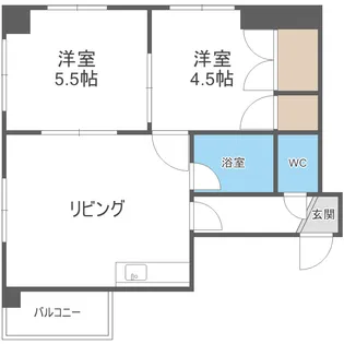 グランドアベニュー中の島【2階】の間取り
