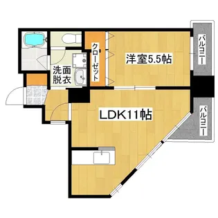 プランタン加治屋町【6階】の間取り