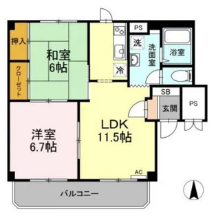グランデュール高柳 B棟【2階】の間取り