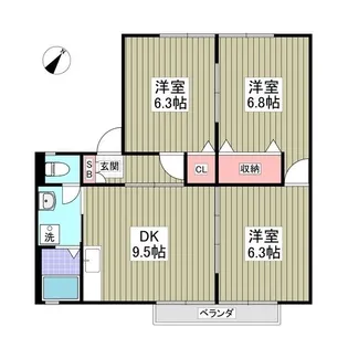 サンビレッジスプリングランドF棟【2階】の間取り