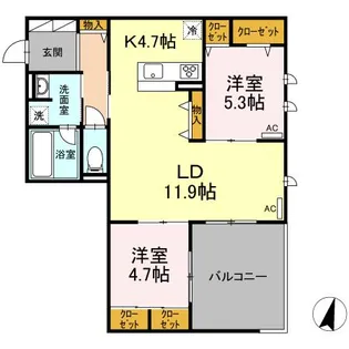Grace Court YAMATO【2階】の間取り