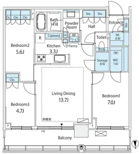 GLOBAL FRONT TOWER【31階】の間取り