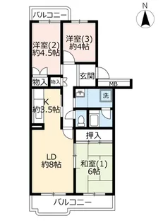 UR金沢シーサイドタウン並木三丁目【2階】の間取り