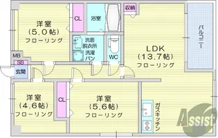 ディアグレイス五輪【4階】の間取り