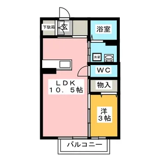 レセンテ花水木 B棟【2階】の間取り