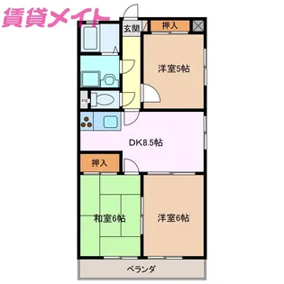 レジデンス優珈里【6階】の間取り