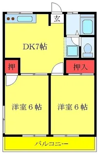 シティハイムニシダイA【1階】の間取り