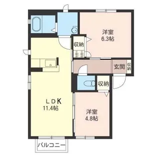カーサ・エクセルA【2階】の間取り