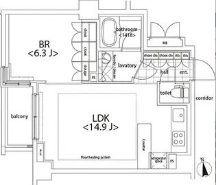 カスタリア麻布十番【1階】の間取り