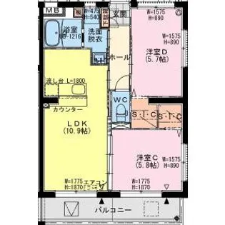 セブン・セブン都北【4階】の間取り