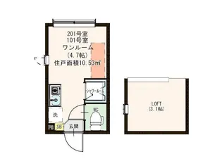 ハーモニーテラス・オリナスKSG【2階】の間取り