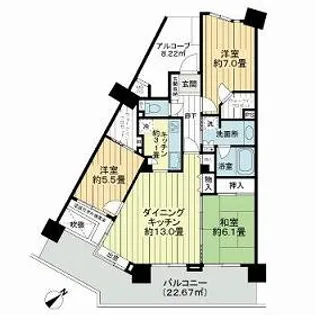 ライオンズシティお花茶屋【4階】の間取り