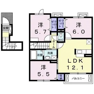 シェルマンIII【2階】の間取り
