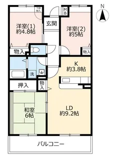 URアルビス五月ヶ丘【2階】の間取り