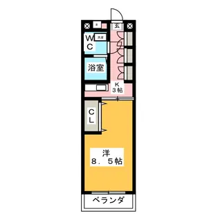 シティフラット中村【6階】の間取り