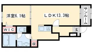 パルミエB【1階】の間取り