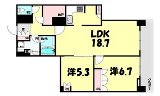 アーバンライフ神戸三宮ザ・タワー【18階】の間取り