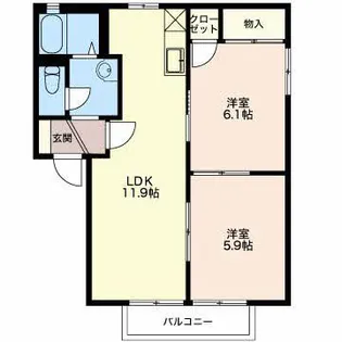 アルカディア島田 B【1階】の間取り