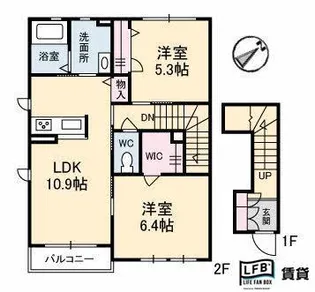 シャーメゾン橘 B棟【2階】の間取り