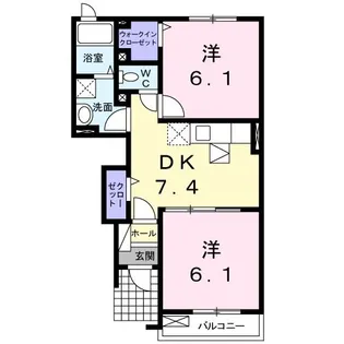 グランデ・ソレイユB【1階】の間取り
