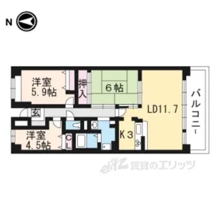 ベルヴィ草津【8階】の間取り