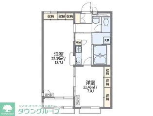 レオパレスメルベーユ【2階】の間取り