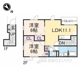 ソレイユB【2階】の間取り