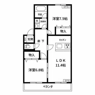 シャトレふれあいの丘【1階】の間取り