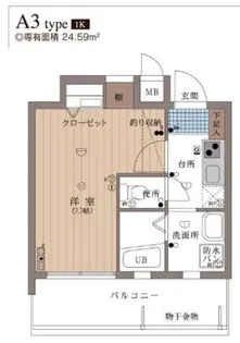 レジデンシャルヒルズ呉服【6階】の間取り