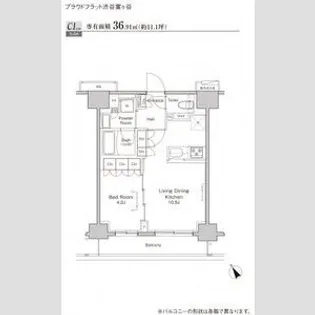 プラウドフラット渋谷富ヶ谷【4階】の間取り