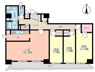 ウェルカーサ横浜中央【10階】の間取り