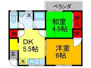 細川ハイツB【2階】の間取り