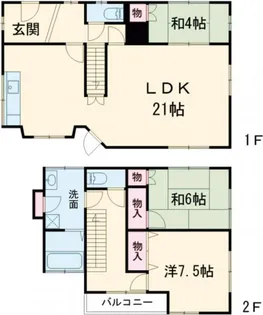 山口県岩国市由宇町中央2【一戸建】の間取り