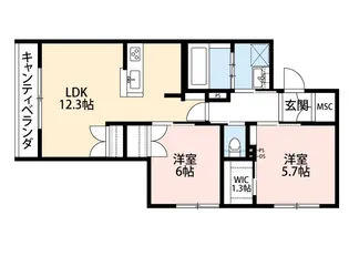 Grace court【東棟】【2階】の間取り