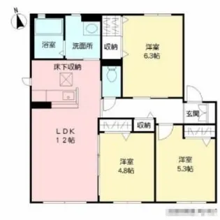 メゾン蛍ヶ丘 D棟【1階】の間取り