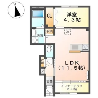 ラ メゾンあけぼのII【1階】の間取り