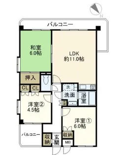 戸塚ウエスト・ウッド【2階】の間取り