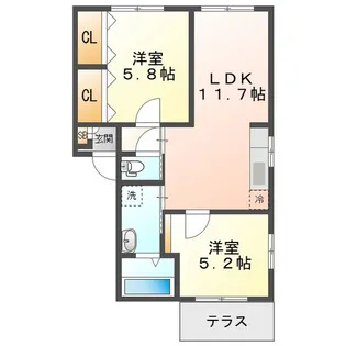 ビバリーK&A【1階】の間取り