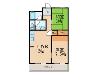 サンライズ行橋【1階】の間取り