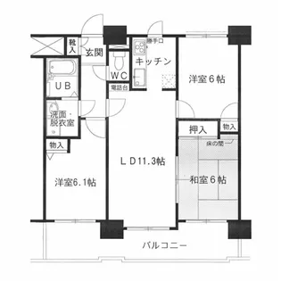 アーバンスクエア郡山【8階】の間取り