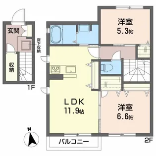 コーポ・ホウエイB【2階】の間取り