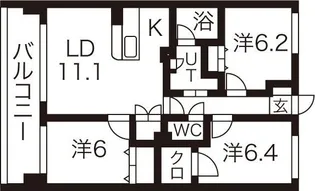 アビタシオンみなみ【6階】の間取り