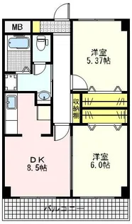 ラ・ベルトゥール【8階】の間取り